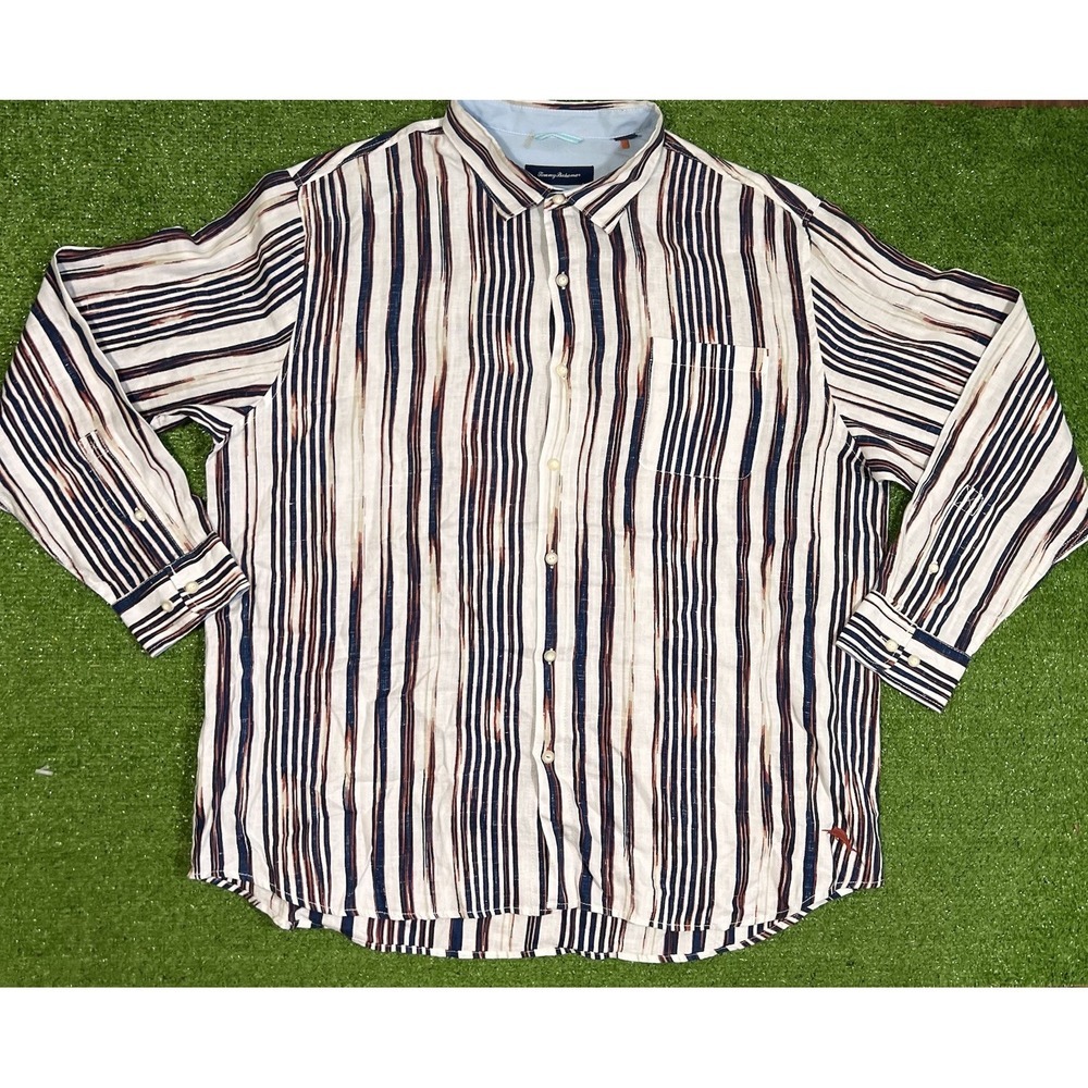 y2k Tommy Bahama‎ Linen shirt 3xl button up casual beach cruise lesiure vibrant